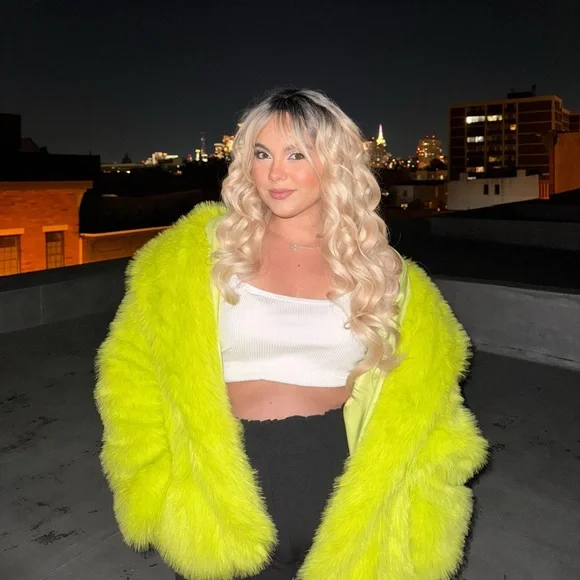Neon Faux Fur Coat - Picture 1 of 4